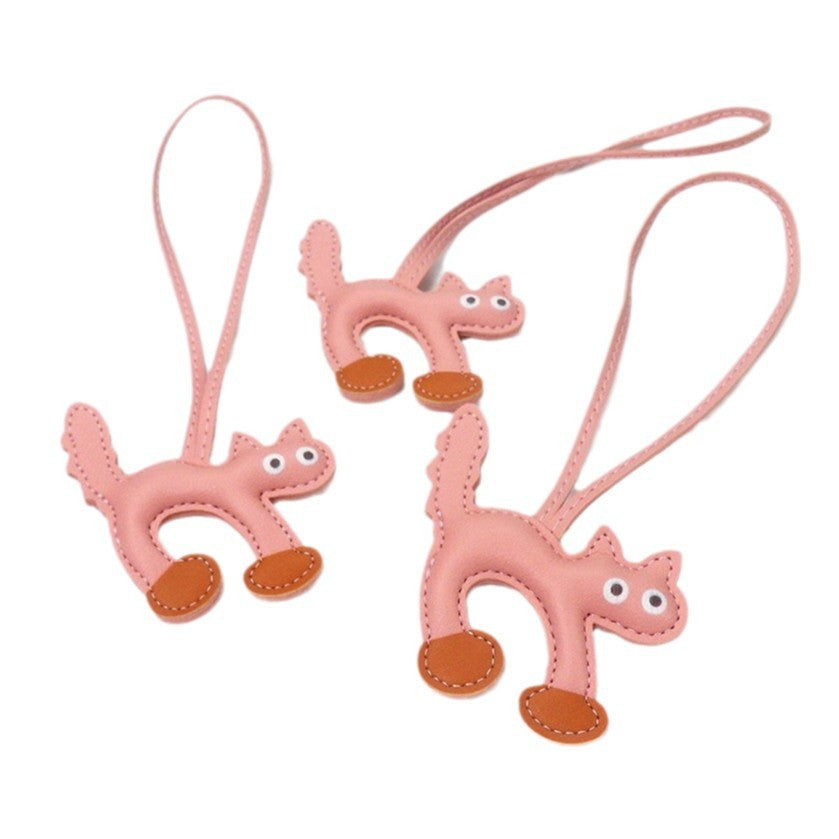 Leather cat bag charm available in multiple colors